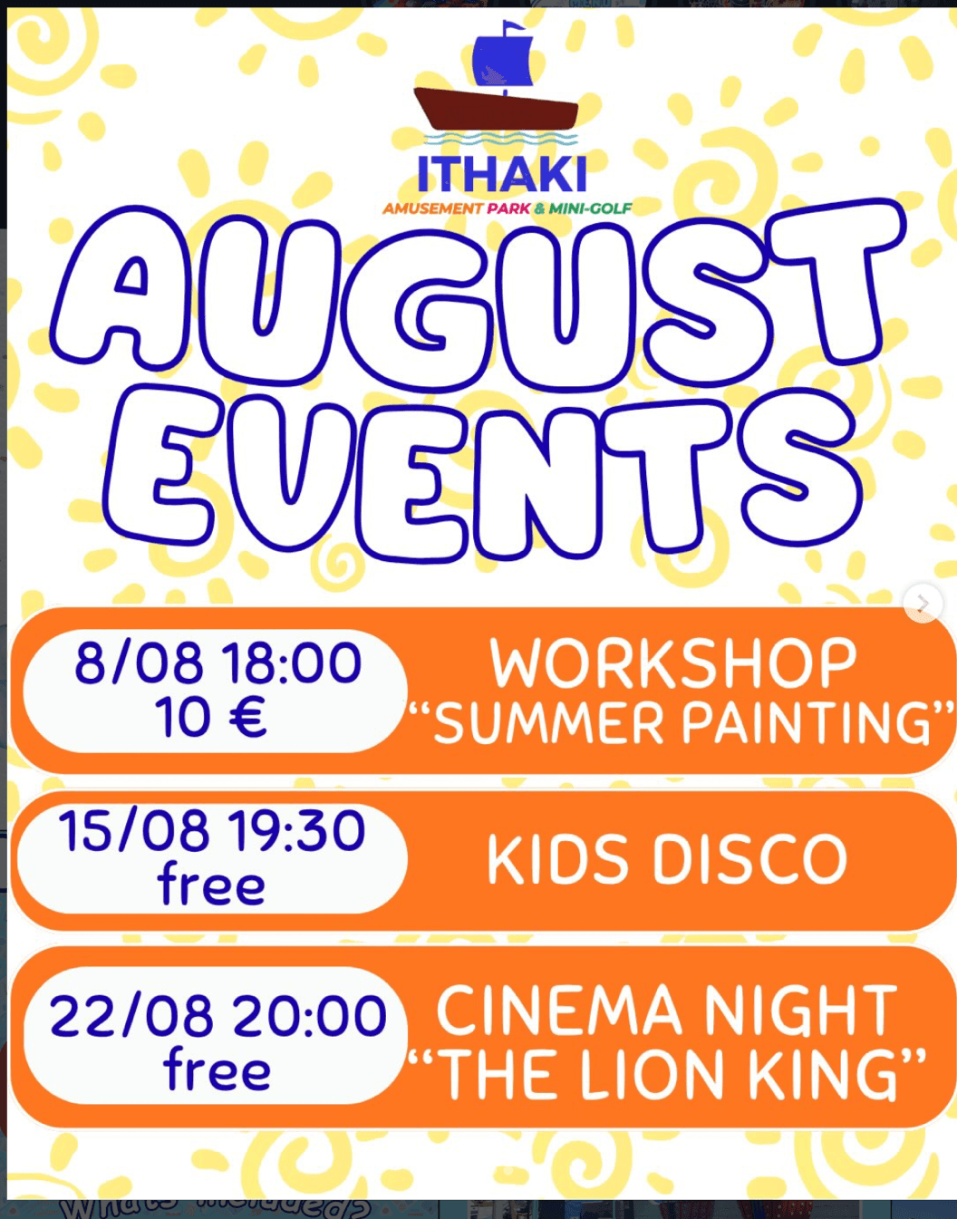 August Events at Ithaki Amusement Park